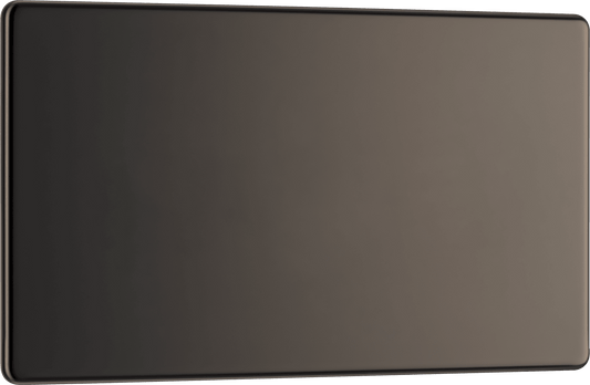 BG Nexus Screwless Flatplate Black Nickel Double, blank plate - FBN95-01