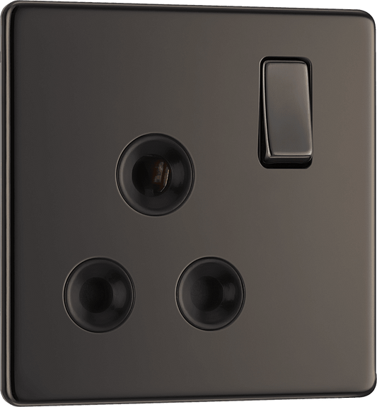 BG Nexus Screwless Flatplate Black Nickel 15A single, switched, round pin - FBN99B-01