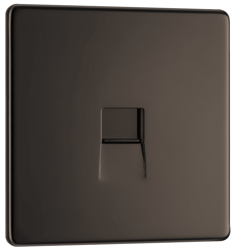 BG Nexus Screwless Flatplate Black Nickel Single telephone socket, master - FBNBTM1-01