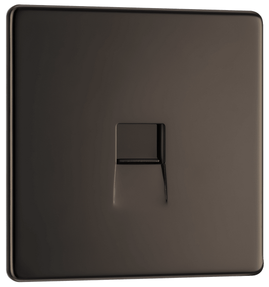 BG Nexus Screwless Flatplate Black Nickel Single telephone socket, master - FBNBTM1-01