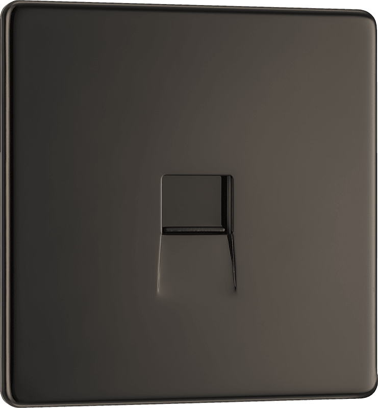 BG Nexus Screwless Flatplate Black Nickel Single telephone socket, secondary - FBNBTS1-01