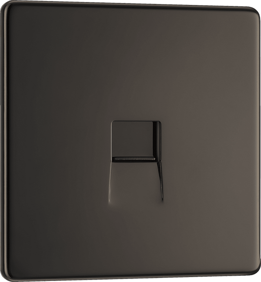 BG Nexus Screwless Flatplate Black Nickel Single telephone socket, secondary - FBNBTS1-01