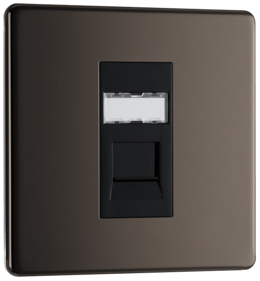 BG Nexus Screwless Flatplate Black Nickel Single, RJ45 data socket - FBNRJ451-01