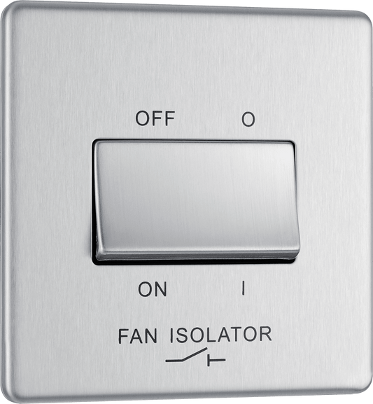BG Nexus Screwless Flatplate Brushed Steel Triple pole fan isolator - FBS15-01