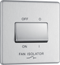 BG Nexus Screwless Flatplate Brushed Steel Triple pole fan isolator - FBS15-01