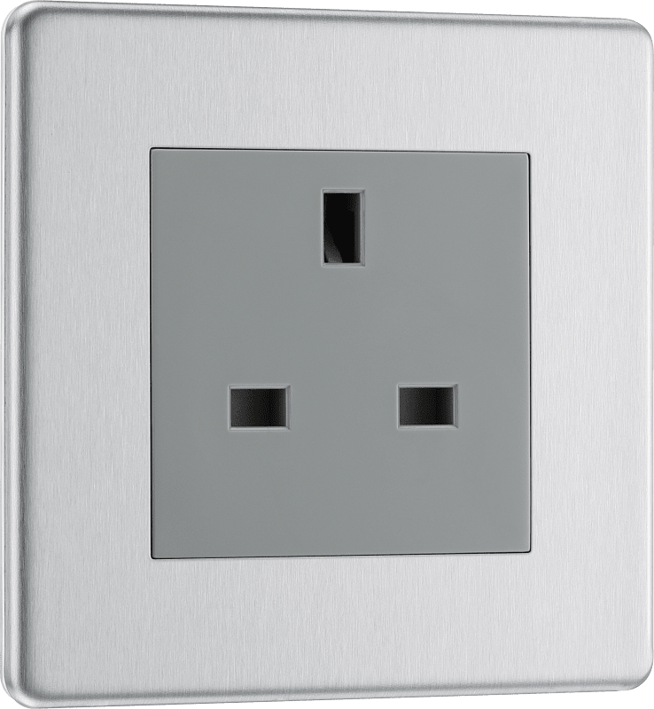 BG Nexus Screwless Flatplate Brushed Steel Single unswitched, double pole - FBS23G-01