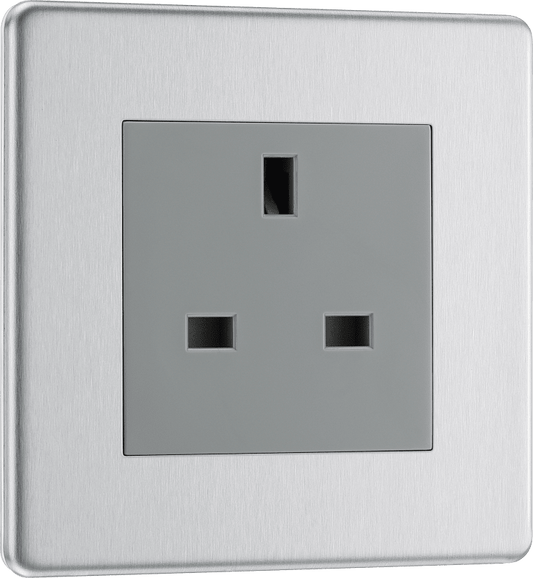 BG Nexus Screwless Flatplate Brushed Steel Single unswitched, double pole - FBS23G-01