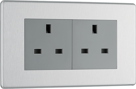 BG Nexus Screwless Flatplate Brushed Steel Double unswitched, double pole - FBS24G-01