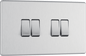 BG Nexus Screwless Flatplate Brushed Steel Quadruple, 2 way switch - FBS44-01