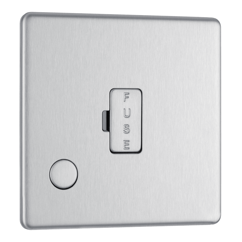 BG Nexus Screwless Flatplate Brushed Steel Unswitched and fused with flex outlet - FBS55-01