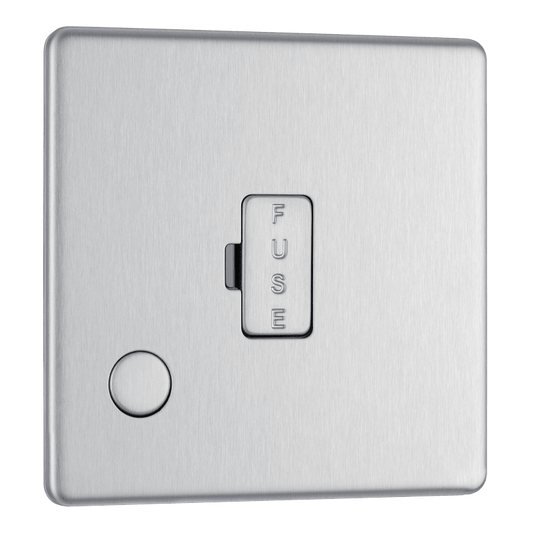BG Nexus Screwless Flatplate Brushed Steel Unswitched and fused with flex outlet - FBS55-01
