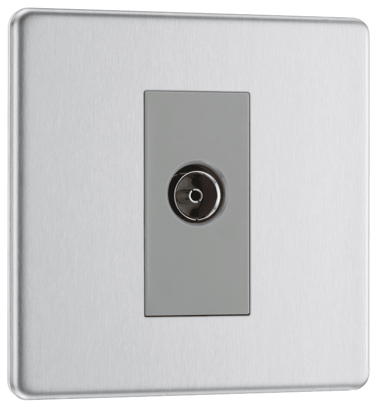 BG Nexus Screwless Flatplate Brushed Steel Single, isolated, co-axial - FBS62-01