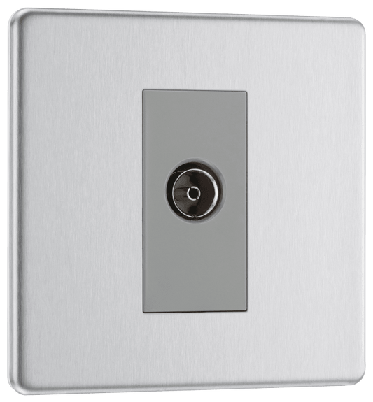 BG Nexus Screwless Flatplate Brushed Steel Single, isolated, co-axial - FBS62-01