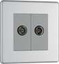BG Nexus Screwless Flatplate Brushed Steel Double, isolated, co-axial - FBS63-01