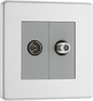 BG Nexus Screwless Flatplate Brushed Steel Double, satellite and co-axial - FBS65-01