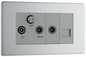 BG Nexus Screwless Flatplate Brushed Steel Triplex with BT outlet and co-axial return - screened - FBS68-01