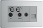 BG Nexus Screwless Flatplate Brushed Steel Quadplex, 2 x sat, BT outlet and co-ax returned - screened - FBS69-01