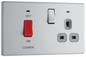 BG Nexus Screwless Flatplate Brushed Steel 45A double pole, with switched socket and indicators - FBS70G-01