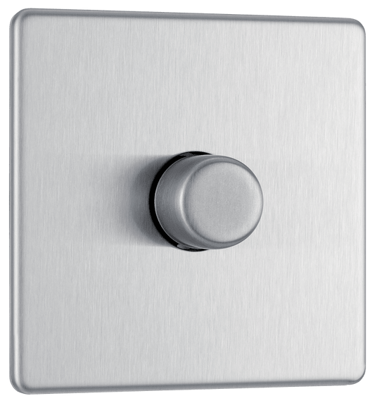 BG Nexus Screwless Flatplate Brushed Steel Single, 2 way push 200W - FBS81-01