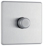 BG Nexus Screwless Flatplate Brushed Steel Single, 2 way push 200W - FBS81-01