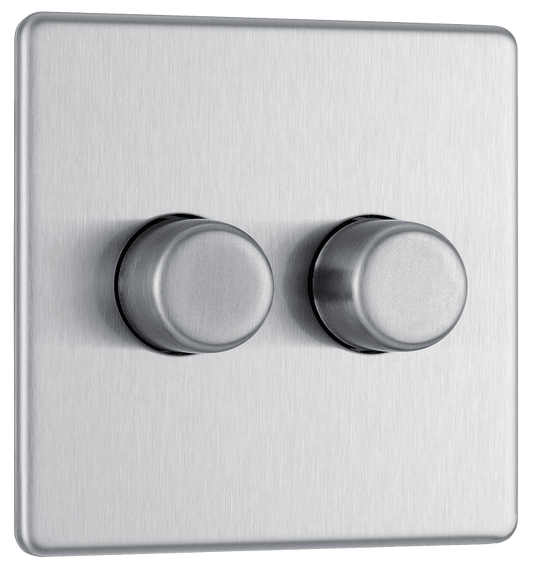 BG Nexus Screwless Flatplate Brushed Steel Double 2 way push 200W - FBS82-01