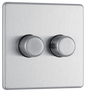 BG Nexus Screwless Flatplate Brushed Steel Double 2 way push 200W - FBS82-01