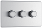 BG Nexus Screwless Flatplate Brushed Steel Triple 2 way push 200W - FBS83-01