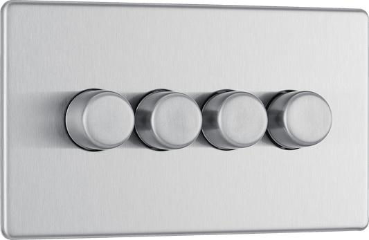 BG Nexus Screwless Flatplate Brushed Steel Quadruple 2 way push 200W - FBS84-01