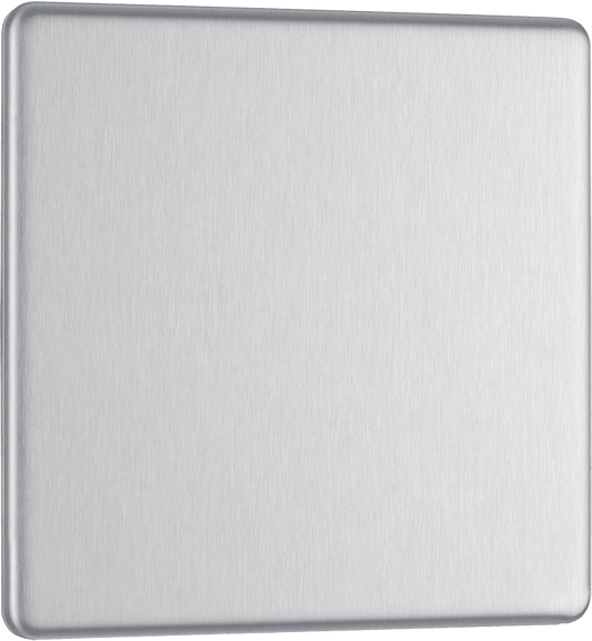 BG Nexus Screwless Flatplate Brushed Steel Single, blank plate - FBS94-01