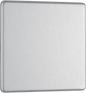BG Nexus Screwless Flatplate Brushed Steel Single, blank plate - FBS94-01