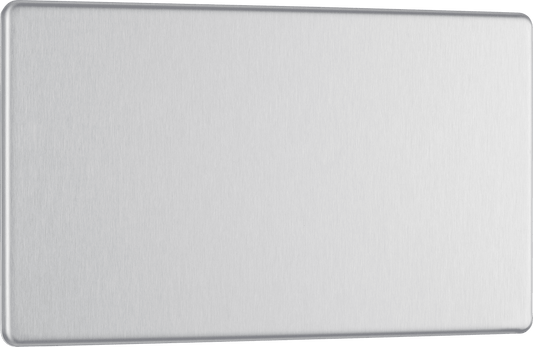 BG Nexus Screwless Flatplate Brushed Steel Double, blank plate - FBS95-01