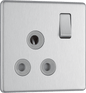 BG Nexus Screwless Flatplate Brushed Steel 15A, single, switched, round pin - FBS99G-01