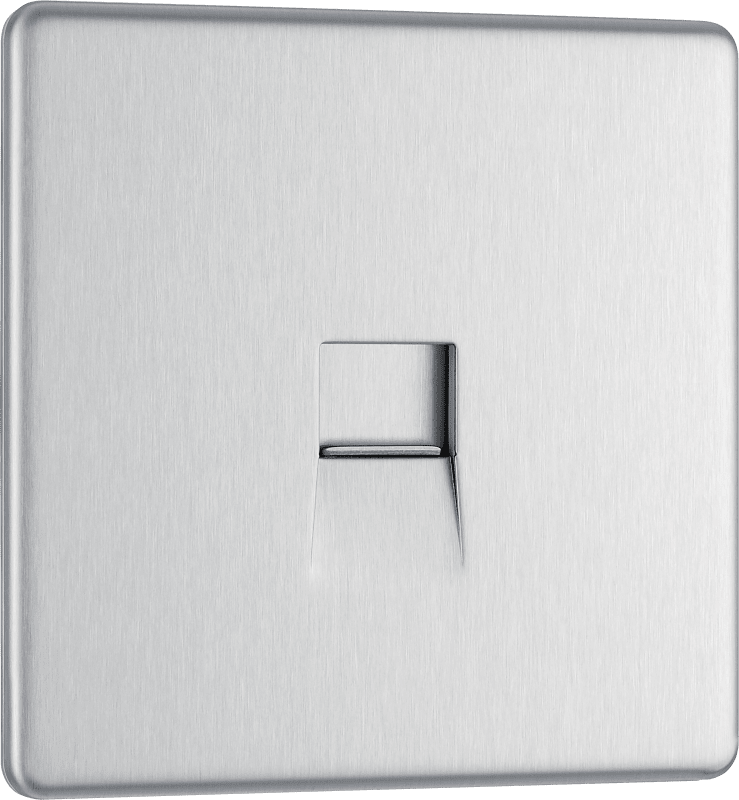 BG Nexus Screwless Flatplate Brushed Steel Single, telephone socket, master - FBSBTM1-01