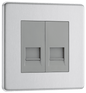BG Nexus Screwless Flatplate Brushed Steel Double, telephone socket, master - FBSBTM2-01
