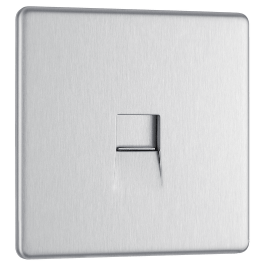 BG Nexus Screwless Flatplate Brushed Steel Single, telephone socket, secondary - FBSBTS1-01