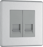 BG Nexus Screwless Flatplate Brushed Steel Double, telephone socket, secondary - FBSBTS2-01