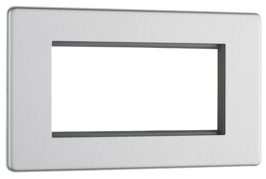 BG Nexus Screwless Flatplate Brushed Steel 4 module - rectangular - FBSEMR4-01