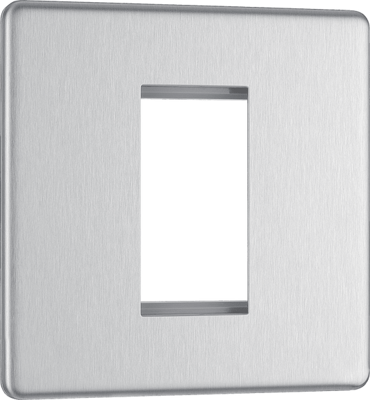 BG Nexus Screwless Flatplate Brushed Steel 1 module - square - FBSEMS1-01