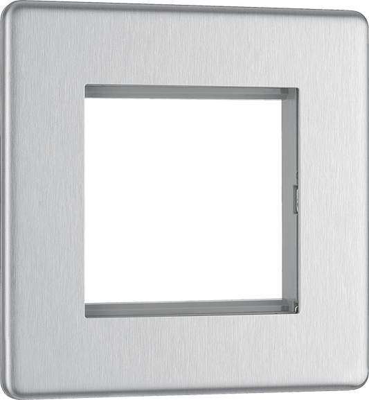BG Nexus Screwless Flatplate Brushed Steel 2 module - square - FBSEMS2-01