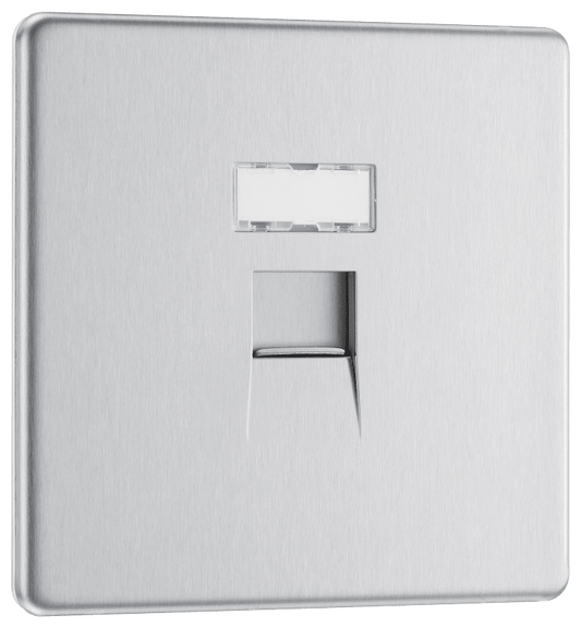 BG Nexus Screwless Flatplate Brushed Steel Single, RJ45 data socket - FBSRJ451-01