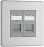 BG Nexus Screwless Flatplate Brushed Steel Double, RJ45 telephone socket - FBSRJ452-01