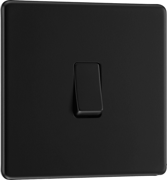 BG Nexus Screwless Flatplate Matt Black Single 2 way switch - FFB12-01