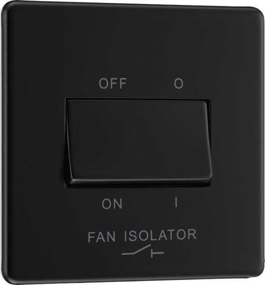 BG Nexus Screwless Flatplate Matt Black Triple pole fan isolator - FFB15-01