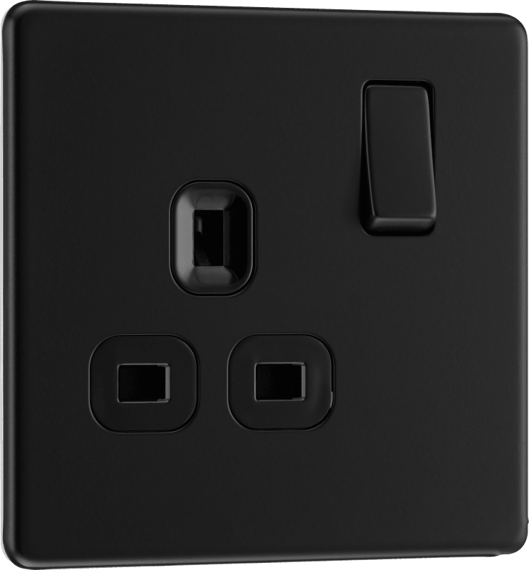 BG Nexus Screwless Flatplate Matt Black Single switched, double pole - FFB21B-01