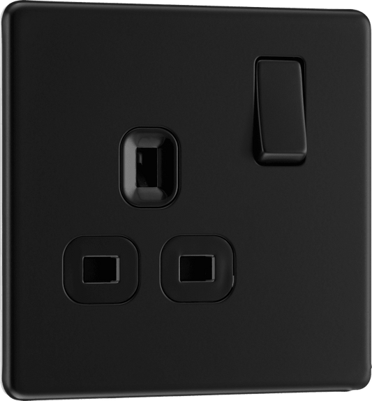 BG Nexus Screwless Flatplate Matt Black Single switched, double pole - FFB21B-01