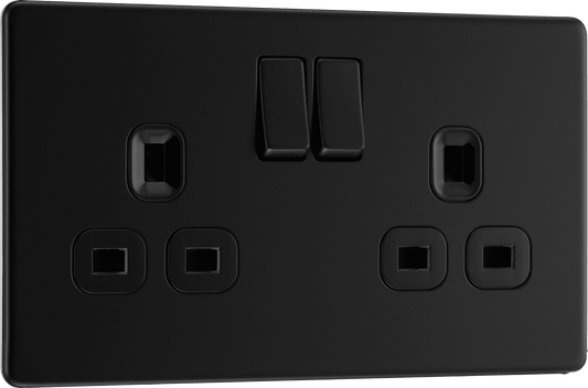 BG Nexus Screwless Flatplate Matt Black Double switched, double pole - FFB22B-01