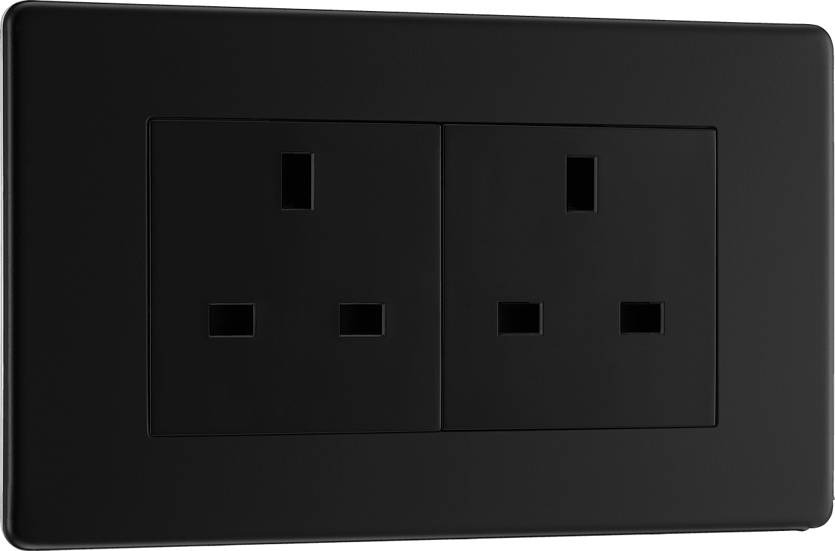 BG Nexus Screwless Flatplate Matt Black Double unswitched - FFB24B-01