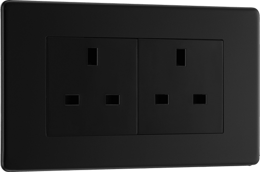 BG Nexus Screwless Flatplate Matt Black Double unswitched - FFB24B-01