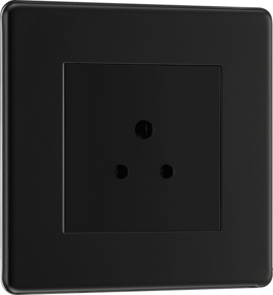 BG Nexus Screwless Flatplate Matt Black 2A, Single, unswitched, round pin - FFB28B-01