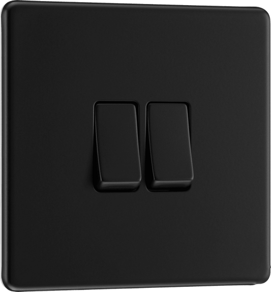 BG Nexus Screwless Flatplate Matt Black Double, 2 way switch - FFB42-01